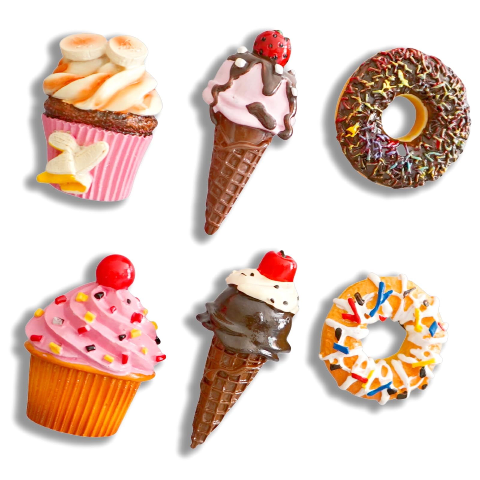 6 Pack Cute 3D Food Refrigerator Magnets – Assorted Dessert Shapes